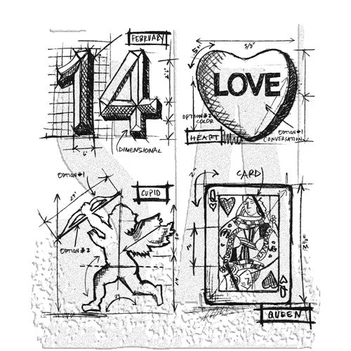 Simon Says Stamp! Tim Holtz Cling Rubber Stamps VALENTINE BLUEPRINTS cms143