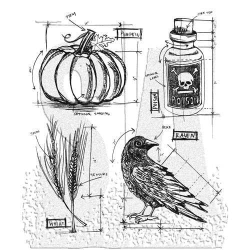 Simon Says Stamp! Tim Holtz Cling Rubber Stamps  HALLOWEEN BLUEPRINT 2 CMS167