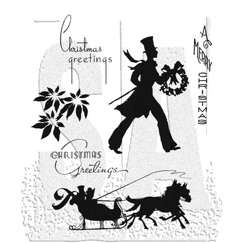 Simon Says Stamp! Tim Holtz Cling Rubber Stamps DECO CHRISTMAS cms176