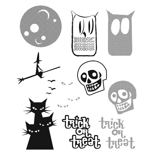 Simon Says Stamp! Tim Holtz Cling Rubber Stamps HALFTONE HALLOWEEN CMS199
