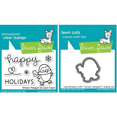 Simon Says Stamp! Lawn Fawn SET LF214WP WINTER PENGUIN Clear Stamps And Dies