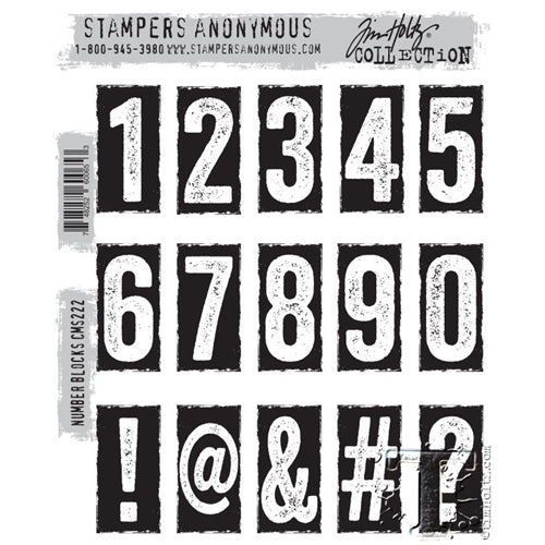 Simon Says Stamp! Tim Holtz Cling Rubber Stamps NUMBER BLOCKS CMS222