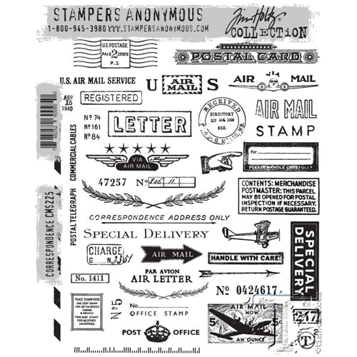 Tim Holtz Cling Stamps 7X8.5 Correspondence
