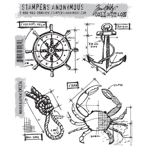 Simon Says Stamp! Tim Holtz Cling Rubber Stamps MARINER BLUEPRINT CMS234