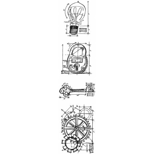 Simon Says Stamp! Tim Holtz Mini Blueprints Strip INDUSTRIAL Cling Rubber Stamps THMB009