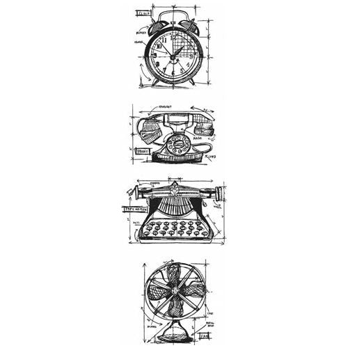 Simon Says Stamp! Tim Holtz Mini Blueprints Strip VINTAGE THINGS Cling Rubber Stamps THMB011
