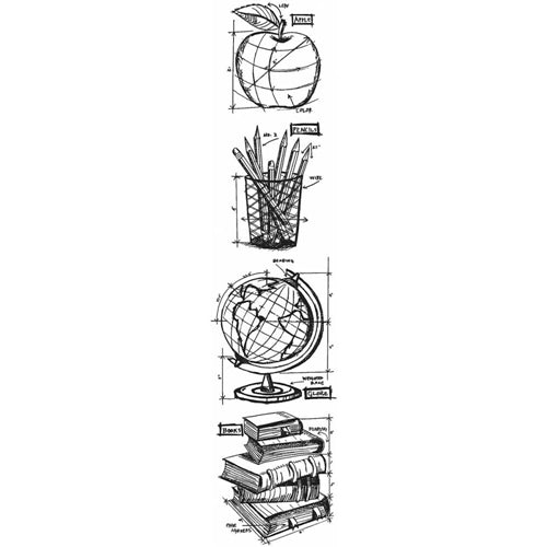 Simon Says Stamp! Tim Holtz Mini Blueprints Strip SCHOOLHOUSE Cling Rubber Stamps THMB024