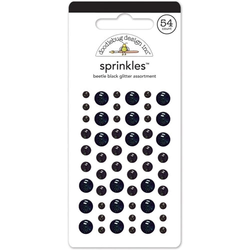 Simon Says Stamp! Doodlebug BEETLE BLACK GLITTER Sprinkles Enamel Dots 4544