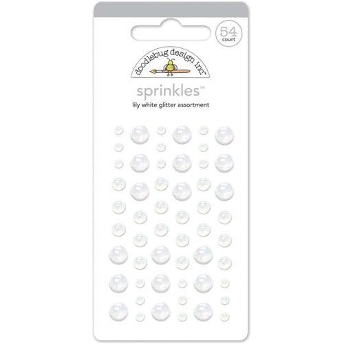 Simon Says Stamp! Doodlebug LILY WHITE GLITTER Sprinkles Enamel Dots 4542