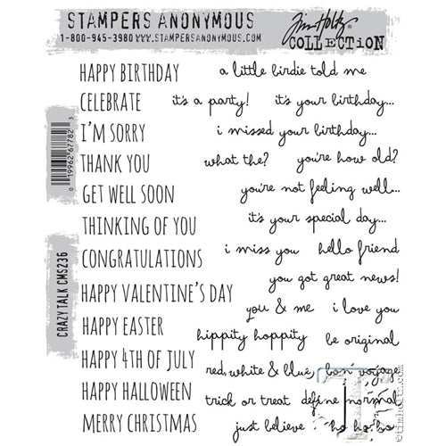 Simon Says Stamp! Tim Holtz Cling Rubber Stamps CRAZY TALK CMS236