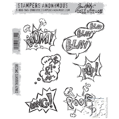 Simon Says Stamp! Tim Holtz Cling Rubber Stamps CRAZY THOUGHTS CMS238