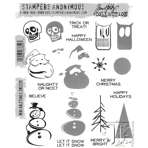 Simon Says Stamp! Tim Holtz Cling Rubber Stamps MINI HALFTONES CMS239