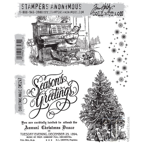 Simon Says Stamp! Tim Holtz Cling Rubber Stamps CHRISTMAS MAGIC CMS247