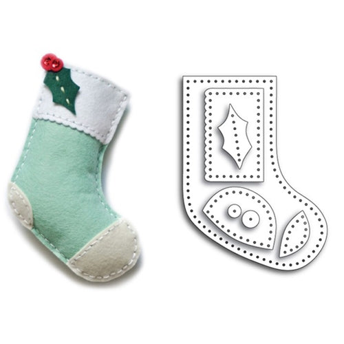 Simon Says Stamp! Memory Box PLUSH HOLLY STOCKING Craft Die 99310
