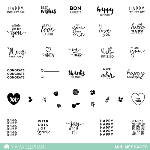 Simon Says Stamp! Mama Elephant Clear Stamps MINI MESSAGES
