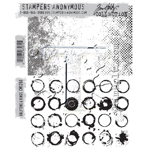Tim Holtz Cling Rubber Stamps HALFTONE AND RINGS CMS260