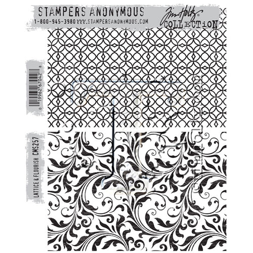 Simon Says Stamp! Tim Holtz Cling Rubber Stamps LATTICE AND FLOURISH CMS257