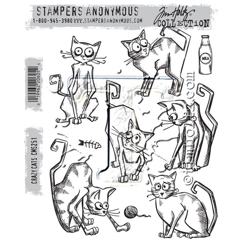 Simon Says Stamp! Tim Holtz Cling Rubber Stamps CRAZY CATS CMS251