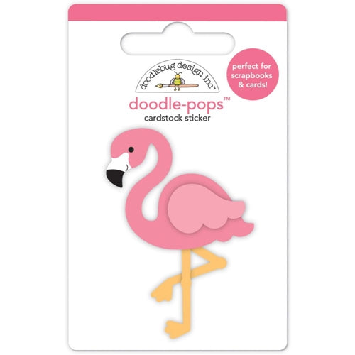 Simon Says Stamp! Doodlebug PINK FLAMINGO Fun In The Sun Doodle Pops 3D Sticker 5226