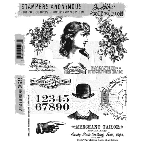 Simon Says Stamp! Tim Holtz Cling Rubber Stamps LADIES AND GENTLEMEN CMS268