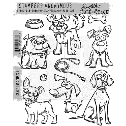 Simon Says Stamp! Tim Holtz Cling Rubber Stamps CRAZY DOGS CMS271