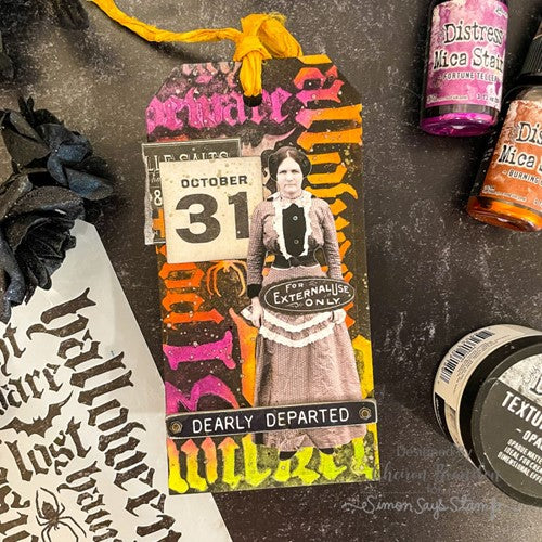 Simon Says Stamp! Tim Holtz Layering Stencil HALLOWEEN SCRIPT THS063 | color-code:ALT1