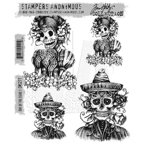 Simon Says Stamp! Tim Holtz Cling Rubber Stamps DAY OF THE DEAD #1 CMS277