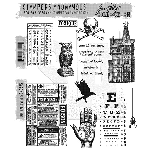 Simon Says Stamp! Tim Holtz Cling Rubber Stamps MINI HALLOWEEN #5 CMS275
