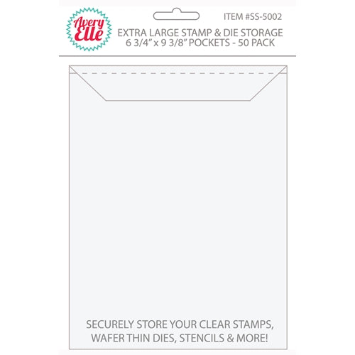 Simon Says Stamp! Avery Elle EXTRA LARGE Stamp and Die Storage Pockets 6.75 x 9.375 Set of 50 SS 5002