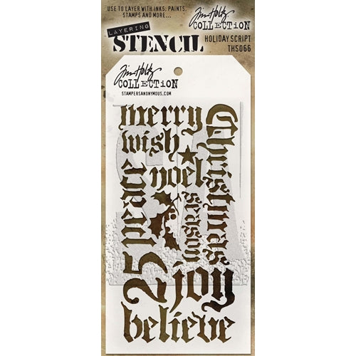Simon Says Stamp! Tim Holtz Layering Stencil HOLIDAY SCRIPT THS066