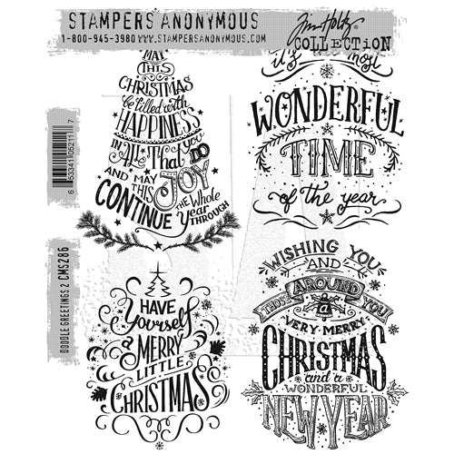 Simon Says Stamp! Tim Holtz Cling Rubber Stamps DOODLE GREETINGS #2 CMS286