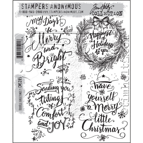Simon Says Stamp! Tim Holtz Cling Rubber Stamps DOODLE GREETINGS #1 CMS285