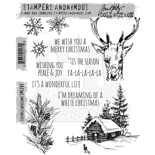 Simon Says Stamp! Tim Holtz Cling Rubber Stamps SCRIBBLE WOODLAND CMS282