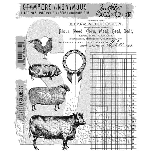 Simon Says Stamp! Tim Holtz Cling Rubber Stamps ON THE FARM CMS303