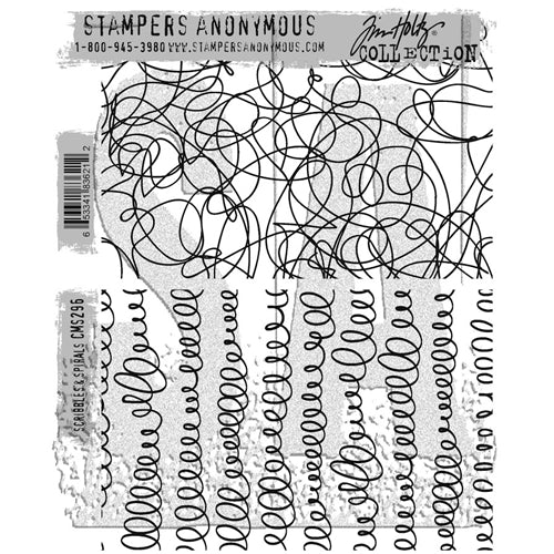 Simon Says Stamp! Tim Holtz Cling Rubber Stamps SCRIBBLES AND SPIRALS CMS296