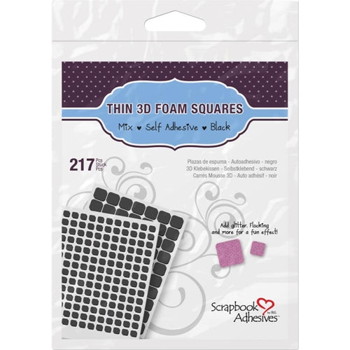 Simon Says Stamp! Scrapbook Adhesives THIN 3D ADHESIVE FOAM SQUARES Black 01617