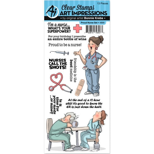 Simon Says Stamp! Art Impressions PROUD NURSE Clear Stamp Set 4899