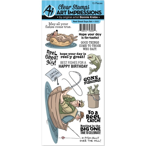 Simon Says Stamp! Art Impressions REEL GREAT GUYS Clear Stamp Set 4900