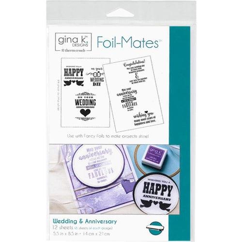 Simon Says Stamp! Therm O Web Gina K Designs WEDDING AND ANNIVERSARY Sentiments Foil-Mates Sheets 18025