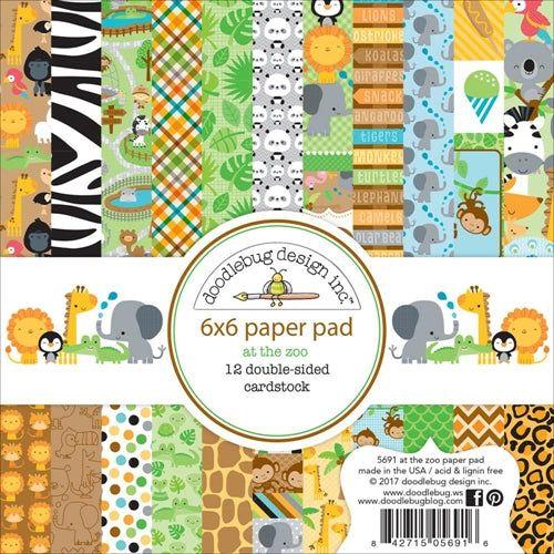 Simon Says Stamp! Doodlebug AT THE ZOO 6x6 Paper Pad 5691