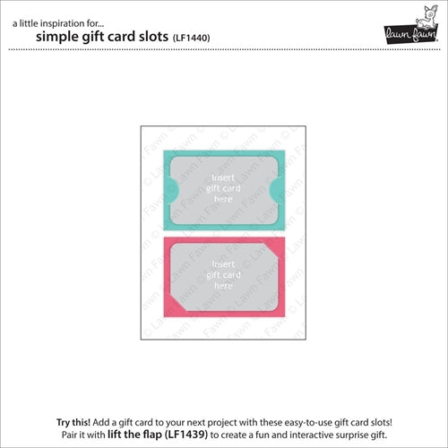 Simon Says Stamp! Lawn Fawn SIMPLE GIFT CARD SLOTS Lawn Cuts LF1440