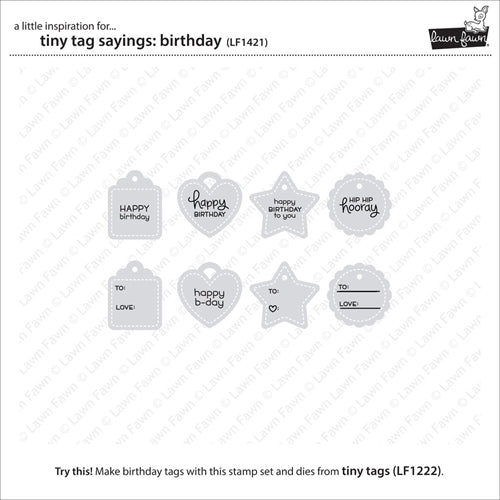 Simon Says Stamp! Lawn Fawn TINY TAG SAYINGS BIRTHDAY Clear Stamps LF1421