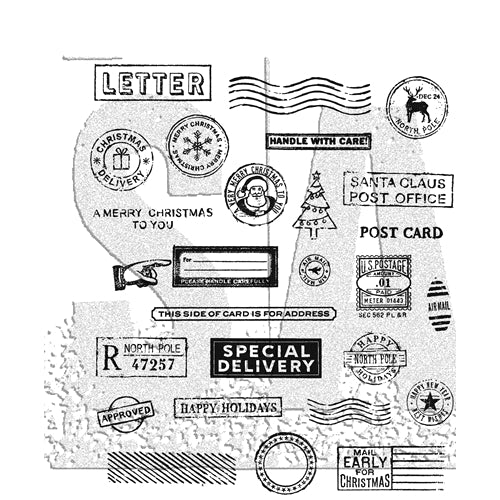 Tim Holtz Cling Rubber Stamps HOLIDAY POSTMARKS CMS323