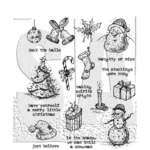 Simon Says Stamp! Tim Holtz Cling Rubber Stamps TATTERED CHRISTMAS CMS318