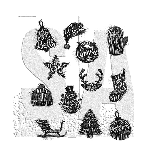 Simon Says Stamp! Tim Holtz Cling Rubber Stamps MINI CARVED CHRISTMAS CMS316