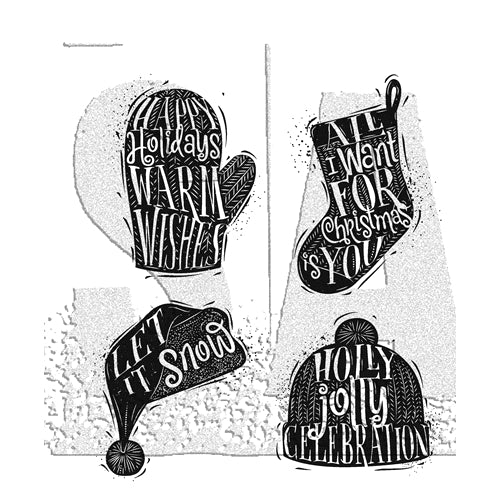 Simon Says Stamp! Tim Holtz Cling Rubber Stamps CARVED CHRISTMAS 1 CMS313