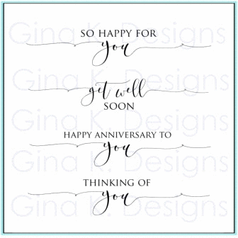Simon Says Stamp! Gina K Designs SCRIPTY SAYINGS 2 Clear Stamps 9728