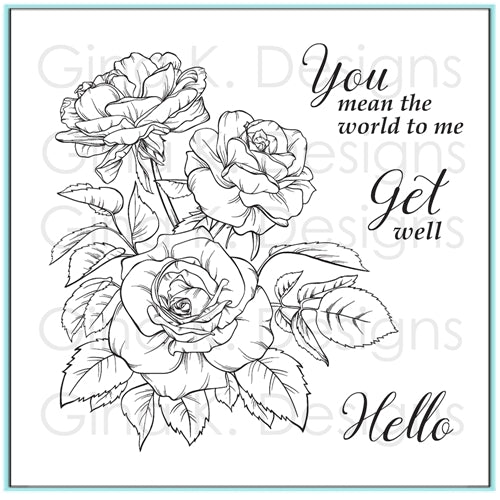 Simon Says Stamp! Gina K Designs ROSE BOUQUET Clear Stamps 9773