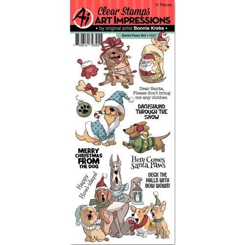 Simon Says Stamp! Art Impressions SANTA PAWS Clear Stamps Set 4937