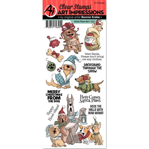 Simon Says Stamp! Art Impressions SANTA PAWS Clear Stamps Set 4937